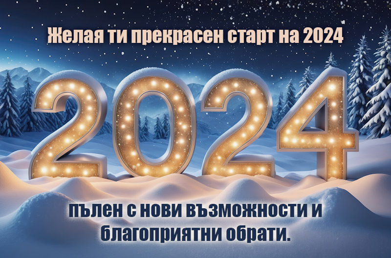 Желая ти прекрасен старт на 2024, пълен с нови възможности и благоприятни обрати.